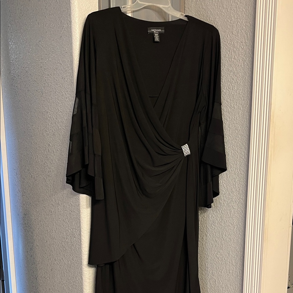 R&M Richards Black Long Sleeve Dress with Rhinestone Detail